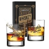 Bluelage Whiskey Glasses Set of 2 with Luxury Box, 10 Oz Old Fashioned Glass Tumbler for Scotch, Liquor, Cocktail or Bourbon Drinking Tasting, Cool Bourbon Scotch Whiskey Gifts for Men Husband Father