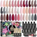 MEFA 23 Pcs Gel Nail Polish Set, 20 Colors Nude Pink Glitter All Seasons Collection Skin Tone Bubble Bath Gel Polish Nail Kit with Glossy & Matte Top Base Coat Nail Art Manicure DIY Salon for Women @ $9.99