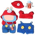 Pure Handmade 2025 New Doll Outfit for 17cm Doll Lubb, Red Plumber Adventure Costume Set with Sun Bucket Hat, Blue Sling-Back Pants & Kettle Accessory, 4 Pieces Fits 6.7 Inch Dolls @ $5.99