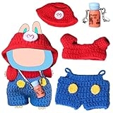 Pure Handmade 2025 New Doll Outfit for 17cm Doll Lubb, Red Plumber Adventure Costume Set with Sun Bucket Hat, Blue Sling-Back Pants & Kettle Accessory, 4 Pieces Fits 6.7 Inch Dolls @ $5.99
