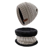 Kids Balaclavas Winter Beanie Hat and Scarf Set 2-Pieces for Boys and Girls 1-8 Years Cold Snow Knit Cap with Fleece Lining @ $5.00