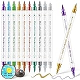 SEOVO Metallic Markers Pens, Dual Tip Metallic Pens for Rock Painting,Tattoo painting, Ceramic, Card Making, Scrapbooking Crafts, DIY Crafts @ $9.99