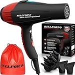 Professional Ionic Salon Hair Dryer, 2200 Watt Powerful AC Motor Ceramic Tourmaline Ion Blow Dryer, Quiet Hair Dryers with Diffuser & 2 Concentrator Nozzle Attachments Black/Red @ $59.92
