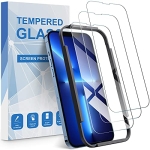 QSOON Compatible with iPhone 13 Screen Protector, iPhone 13 Pro Screen Protector, 3 Pack Anti-Scratch HD Tempered Glass Film (with Installation Guidance Frame)