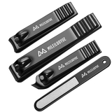 MILEILUOYUE Nail Clippers Set Black Stainless Steel Nail Cutter& Sharp Oblique Toe Nail Clipper & Nail File 4 Pieces @ $5.39