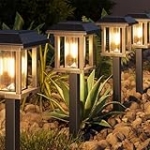 XMCOSY+ Solar Lights Outdoor 20 LM LED with 2-Tone Bronze Tone & Wood Tone, Solar Garden Lights with Glass Metal, IP65 Waterproof Solar Powered for Yard Landscape Driveway Walkway (2Pack, Warm White) @ $8.39
