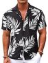 BOJIN Men’s Hawaiian Shirts Short Sleeve Tropical Beach Casual Button Down Shirts BJ050 Black S @ $9.99