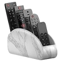 AUVAHOX Remote Control Holder, Faux Leather Remote Caddy/Tray/Organizer with 5 Compartments for TV Remotes/Media Controllers/Office Supplies (White, Small) @ $15.99
