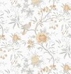 CiCiwind Floral Bird Peel and Stick Wallpaper Boho Farmhouse Wall Paper Peel Stick Modern for Bedroom Removable Self Adhesive Light Grey Leaf Contact Paper for Cabinets Shelf Drawer 17.3