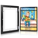 [1-Pack] Kids Art Frame for Children Art Projects, 8.5×12 Front Opening Kids Artwork Frames Changeable, Display Storage Picture Frames for Kids Drawing, Schoolwork, Crafts, Photos, Holds 50 Pcs, Black @