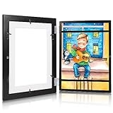 [1-Pack] Kids Art Frame for Children Art Projects, 8.5×12 Front Opening Kids Artwork Frames Changeable, Display Storage Picture Frames for Kids Drawing, Schoolwork, Crafts, Photos, Holds 50 Pcs, Black @