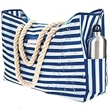Beach Bag and Pool Bag. Water Repellent. Has Airtight Pouch, Magnetic Snap Closure, Ton of Pockets. Family Size @ $21.74