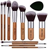 BS-MALL Makeup Brush Set 11Pcs Bamboo Synthetic Kabuki Brush Set Foundation Powder Blending Concealer Eye shadows Blush Cosmetics Brushes with Organizer Bag & Makeup Sponge @ $9.99 ($0.91 / Count)