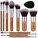 BS-MALL Makeup Brush Set 11Pcs Bamboo Synthetic Kabuki Brush Set Foundation Powder Blending Concealer Eye shadows Blush Cosmetics Brushes with Organizer Bag & Makeup Sponge @ $9.99 ($0.91 / Count)