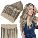 Full Shine Wire Hair Extensions Blonde 18 inch Invisible Wire Hair Extensions Light Brown Highlights Platinum Blonde Headband Hair Extensions Real Human Hair 80g Fish Line Human Hair Extensions @ $53.94