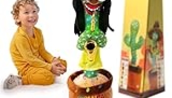 MIAODAM Dancing Cactus, Talking Plush Toy with Funny Style 270 Degree Rotation for for Baby Boys and Girls, Singing Baby Toy Repeats What You Say Colorful Glowing Singing Cactus Toy
