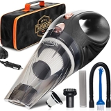 THISWORX Car Vacuum Cleaner – Portable, High Power, Mini Handheld Vacuum w/ 3 Attachments, 16 Ft Cord & Bag – 12v, Small Auto Accessories Kit for Interior Detailing – Black