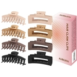 Roll over image to zoom in 8Pack 4.3″ Large Hair Claw Clips for Thin Thick Curly Hair AURKATH 2styles 4Neutral Colors Nonslip Strong Hold Big Matte Clips for Women Jaw Clips