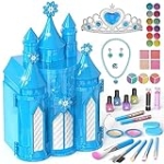 PERRYHOME Kids Makeup Kit for Girl 52 Pcs Frozen Castle Toys for Girls, Safe & Non-Toxic & Washable Little Girl Makeup Kit, Toddler Girl Toy Christmas & Birthday Girl Gift for 3-12 (Blue) @ $7.55