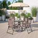 6-Piece Flash Furniture Nantucket Patio Garden Set with Umbrella Table and Set of 4 Folding Chairs @ $149.00
