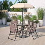 6-Piece Flash Furniture Nantucket Patio Garden Set with Umbrella Table and Set of 4 Folding Chairs @ $149.00