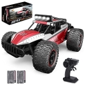 DEERC DE43 Remote Control Car 1:14 Scale RC Cars, 25KM/H High Speed RC Monster Truck Crawler Toy for Kid Adult, 2.4Ghz 2WD All Terrain Alloy Shell LED Light 2 Batteries for 90 Min, Gift for Boys Girls