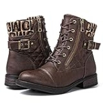 GLOBALWIN Women’s Combat Boots Lace Up Brown Boots For Women Ankle Booties With Low Heel Fashion Dressy Short Boots Size 7M @ $17.99