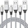 Durable iPhone Charger Cord 6FT 3Pack [Apple MFi Certified] Lightning Cable Nylon Braided iPhone Cord Fast Charging @ $2.99