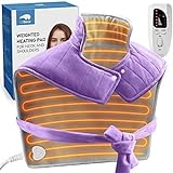 Weighted Heating Pad for Neck and Shoulders, LitBear Electric Heat Pads for Back Pain Relief, 23.5 x 24in 2.5lbs Wearable Heated Wrap (Adjustable Neck Band & Waist Strap, Auto-Off, 6 Heat Levels) @ $22.19