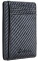 Travelambo Front Pocket Minimalist Leather Slim Wallet RFID Blocking Carbon Fiber Texture(Black) @ $6.99