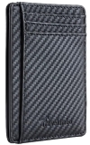 Travelambo Front Pocket Minimalist Leather Slim Wallet RFID Blocking Carbon Fiber Texture(Black) @ $6.99