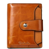 BOSTANTEN Women Leather Wallet RFID Blocking Small Bifold Zipper Pocket Wallet Card Case Purses with ID Window Brown @ $19.99