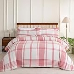 Sophia & William Twin Comforter Set, 2 Piece Waffle Weave Bedding Comforter Set with 1 Pillow Sham, White + Red @ $36.99