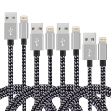 4Pack(3ft 6ft 6ft 10ft) iPhone Lightning Cable Apple Certified Braided Nylon Fast Charger Cable Compatible iPhone Max XS XR 8 Plus 7 Plus 6s 5s 5c Air iPad Mini iPod (Black+Gray)