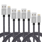 4Pack(3ft 6ft 6ft 10ft) iPhone Lightning Cable Apple Certified Braided Nylon Fast Charger Cable Compatible iPhone Max XS XR 8 Plus 7 Plus 6s 5s 5c Air iPad Mini iPod (Black+Gray)