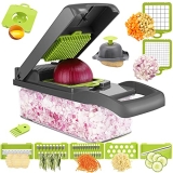 AHCZDDK Vegetable Chopper – Time-and Labor-Saving Food Chopper – Pro Onion Chopper Vegetable Cutter and Dicers ，12 in 1 Multifunctional Veggie Chopper，Container for Salad Potato Carrot Garlic… @ $12.99