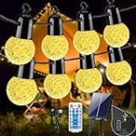 50FT Solar String Lights Outdoor Waterproof, G40 Solar Christmas Lights with Remote Control & 8 Lights Mode, Upgarde Solar Panel and USB Powered Port for Garden Gazebo Wedding Party Decoration Warm @ $8.99