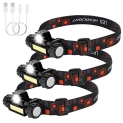 3 Packs Rechargeable Headlamp Flashlight 500 Lumens Bright Led with Headband @ $13.00
