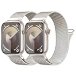 EVIE BAND 2 Pack Compatible with Apple Watch Band for Women Men: 38mm 40mm 41mm 42mm 44mm 45mm 49mm – Stainless Steel Loop Metal Magnetic Strap for iWatch Series Ultra SE 10 9 8 7 6 5 4 3 2