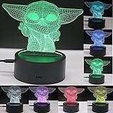 Baby Yoda Toys 3D Lamp Star Wars Gift LED Night Light 7 Color Changing Lights Home Living Room Decor Cute Beside Lamp Toy for Kids 3 4 5 6 7 8 9 10 + Years Old Boys Girls Birthday Christmas Gifts @ $12.86