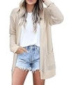 STYLEWORD Women’s 2024 Fashion Winter Spring Trendy Cardigan Sweaters Lightweight Open Front Summer Kimonos Knit Casual Long Beige Cream Cardigans Outfits Clothes with Pockets(Apricot-M) @ $25.99
