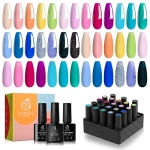 beetles Gel Polish Nail Set 20 Colors Fantasyland Collection Pastel Bright Pink Purple Navy Blue Green Glitter Led Soak Off Trendy Spring Summer Manicure Kit @ $19.99