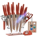 Orange 13 Pieces Kitchen Knife Set – 6 Stainless Steel Knives @ $21.56