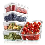 10-Piece Superior Glass Food Storage Containers Set (5 Containers + 5 Locking Lids) – Stackable Glass Meal-prep Design @ $21.99