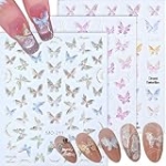 Butterfly Nail Stickers for Nail Art 3 Sheets 5D Embossed Colorful Butterfly Nail Decals Self-Adhesive Pegatinas Uñas Fingernail Stickers Design Decoration Accessories @ $2.29