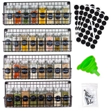 HappyHome Hanging Spice Rack for Wall Mount – 4 Stylish & Sturdy Spice Racks – Black Metal Spice Organizer for Wall @ $12.00