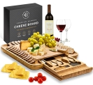 Bambüsi Cheese Board and Knife Set – Premium Bamboo Charcuterie Board Set & Cheese Board Accessories Set – Kitchen Wine & Meat Cheese Serving Platter Wood – Unique Wedding Gifts and Housewarming Gift @ $24.99