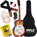 Pyle Electro Resophonic Acoustic Electric Guitar-6 Round Neck Sunburst Mahogany Traditional Resonator w/Built-in Pre Amplifier @ $170.00