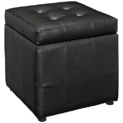 Modway Volt Tufted Faux Leather Square Storage Ottoman Cube In Black @ $34.16