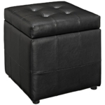 Modway Volt Tufted Faux Leather Square Storage Ottoman Cube In Black @ $34.16